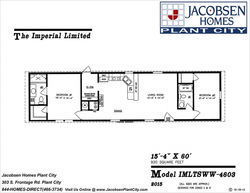 IMLT4603 Mobile Home Floor Plan Jacobsen Mobile Homes Plant City