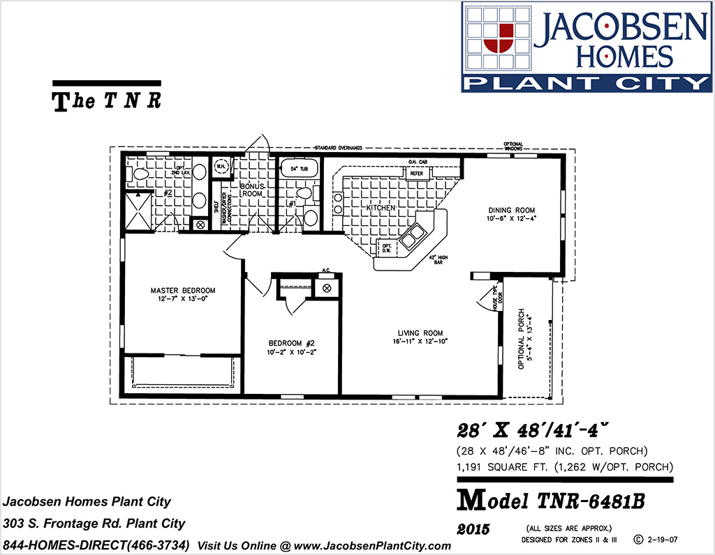 TNR6481B Mobile Home Floor Plan Jacobsen Mobile Homes